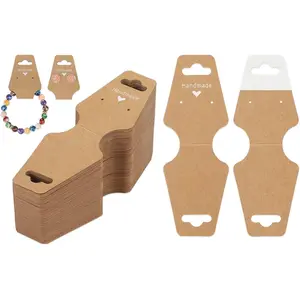 Brown 100 Count Bracelet Display Cards 4.7x1.7 Inch Self Adhesive Necklace Display Cards for Earrings, Bracelets, and Scrunchies