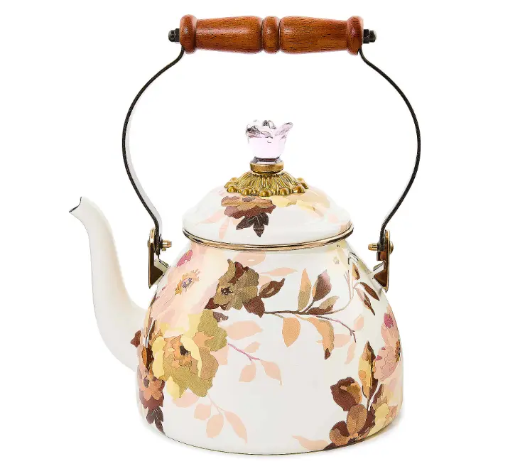 MacKenzie- Childs 2-Quart Wild Rose Enamel Tea Kettle