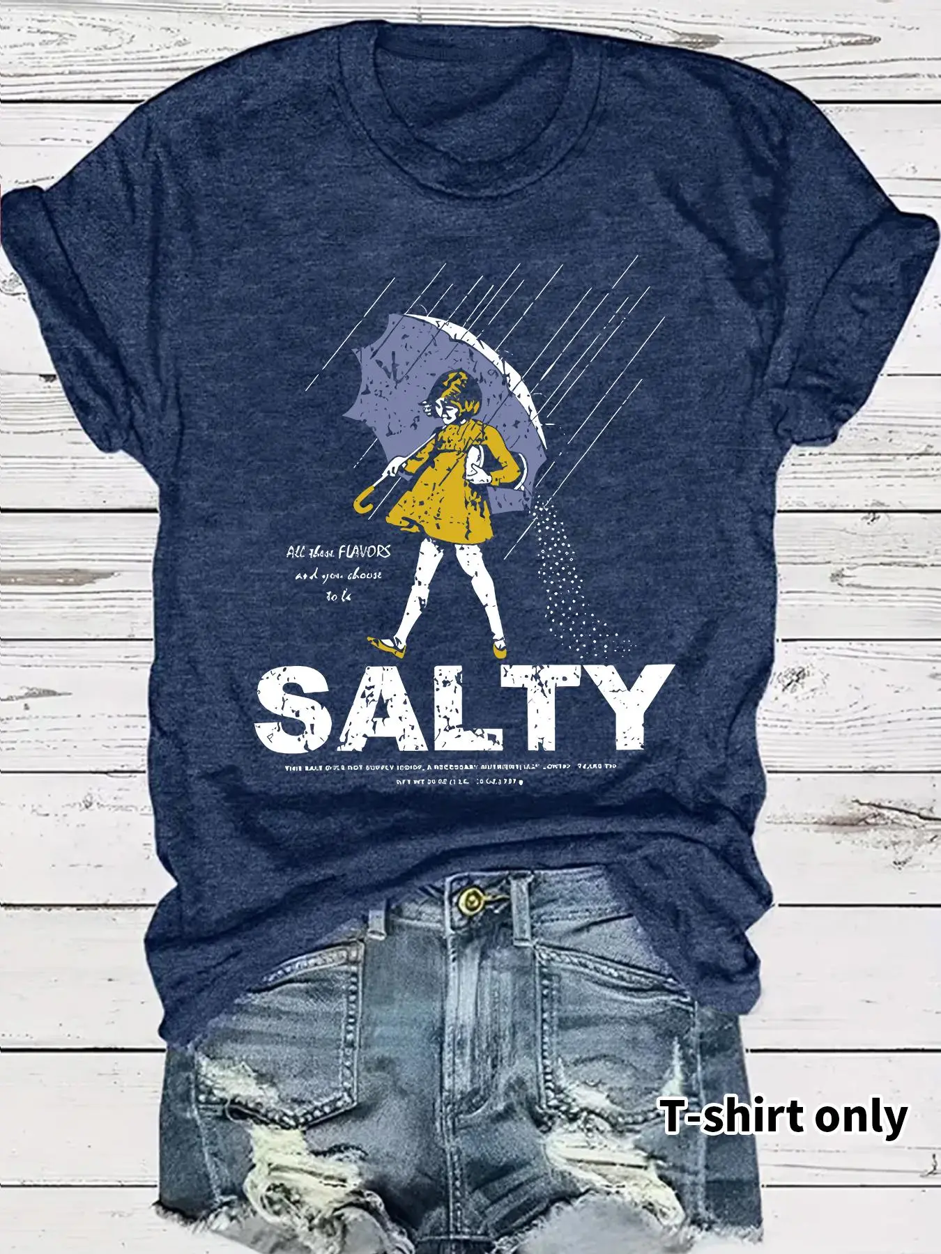 Women's Umbrella Girl Graphic Print Round Neck Tee, Fashion Casual Cute Short Sleeve Loose Fit T-shirt for Daily Wear, Ladies Summer Clothes, Top, Womenswear