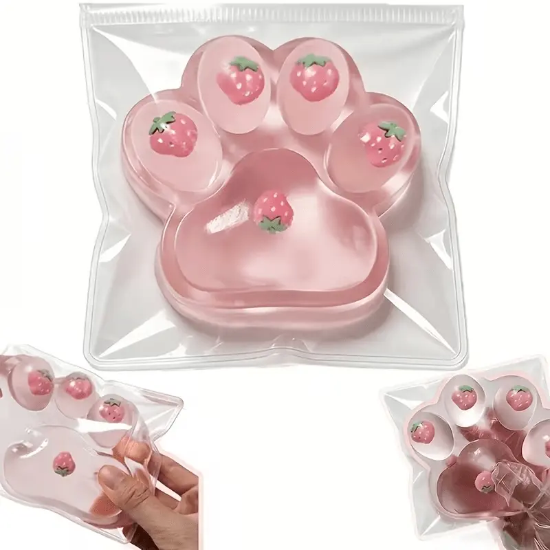 Oversize Taba Strawberry Cat Paw, Safe TPR Material, Fufu Squishy, Squish Jelly, Squishy Fidgets, Sensory Stress Relief Fidget Toys for Office Leisure, Cat Toys, School Supplies, New Year, Birthday, Party Gift, Valentine'S Day Gifts, Ramadan Gifts