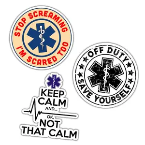(3in - 3Pcs) Funny EMS Paramedic Sticker Pack – EMT Vinyl Decals for Med Students, Doctors, Nurses, Laptop, Helmet, Bumper Gift TY1