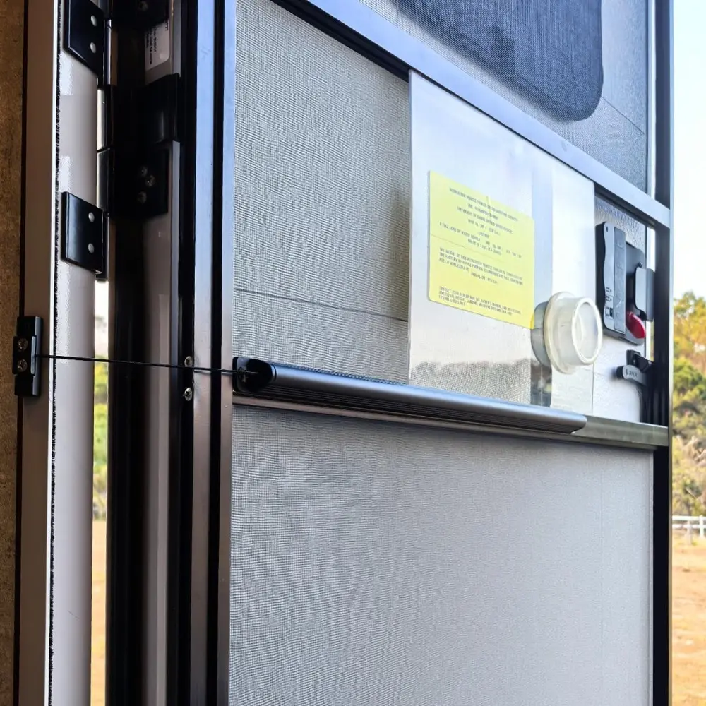 Aluminum Auto-Close RV Screen Door Closer - Adjustable Tension Spring Mechanism, Easy-Install Accessories, Pest Guard, Universal Fit for Most RV Doors, Campers, Travel Trailers
