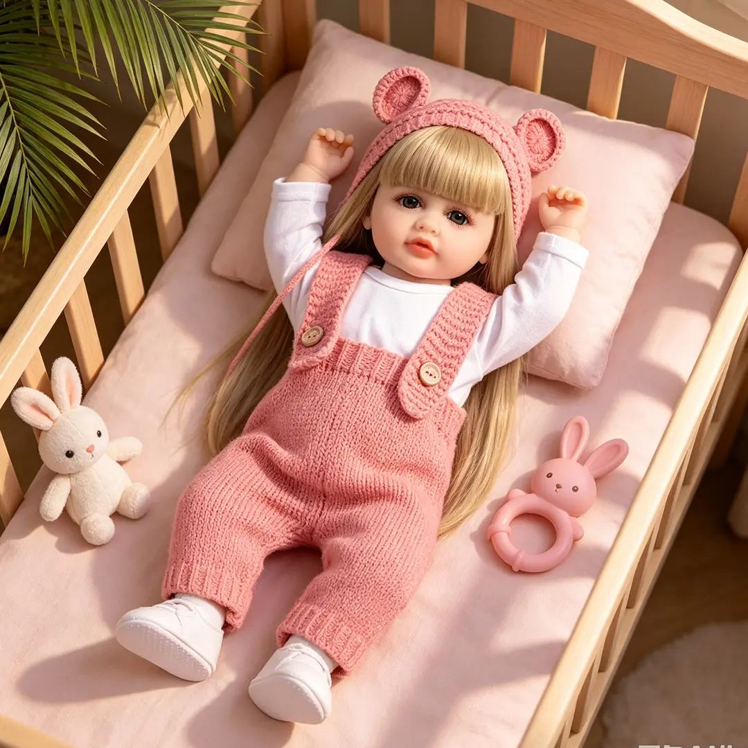 KEIUMI 22-Inch Realistic Full Body Vinyl Reborn Baby Doll - Gorgeous Doll with Princess Look, Long Golden Hair, Unisex Collectible, Gift for Over 3 Years Girls for Birthdays, Christmas (Ideal for Observation Play)