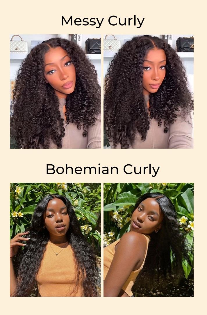 [Wequeen] Glueless 5x5 Messy Burmese Curly Lace Wig Pre Everything Lace Closure Wigs Human Hair Pre Cut Plucked Drawstring Wig Natural Black