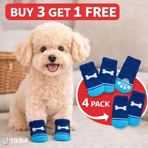 4-Pack Anti-Slip Dog Socks, Prevent Licking and Biting of Hard Wooden Floors, Strong Grip, Paw Protection, Anti-Scratch, Double-Sided Anti-Slip Dog Socks