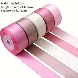 Silk-Like Satin Ribbon Set, 5 Rolls X 9.14m, Total 45.72m, Perfect for Crafts, Gift Wrapping, Hair Accessories, Wedding Bouquets