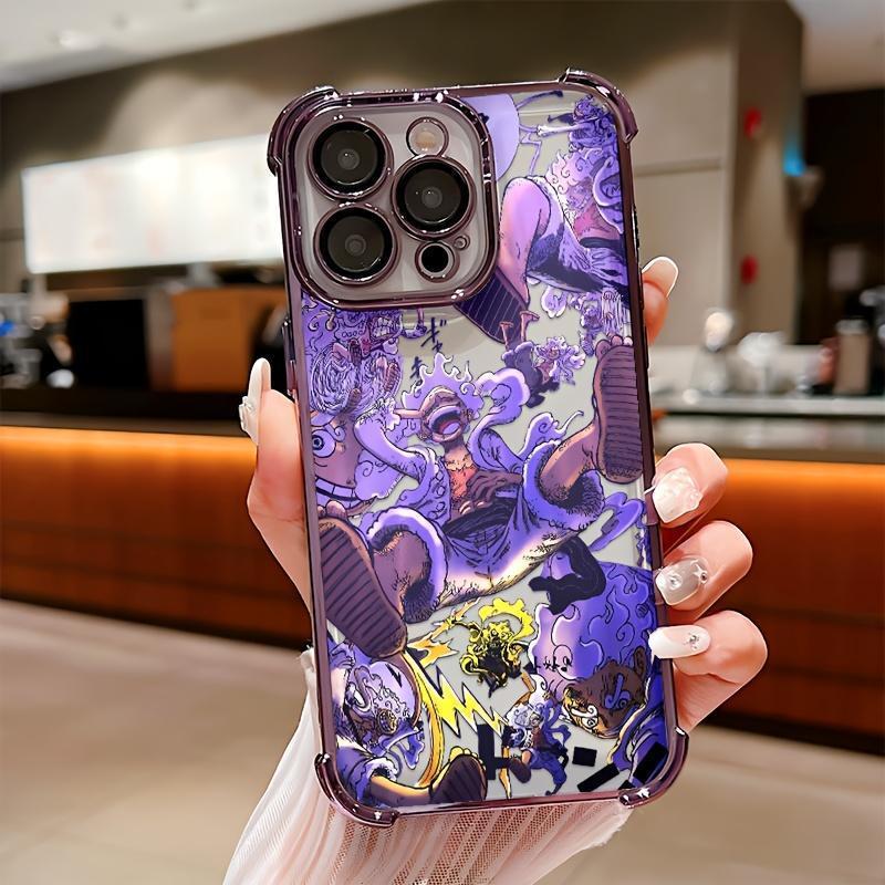 O-Ones P-s Anime L-Luffys Cartoon Cool Purple Glow Pattern Phone Case Suitable for iPhone 17,16,15,14,13,12,11,Pro,Max,Plus Phone Cover