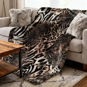 Flannel Blanket Leopard Tiger Snake Pattern, Super Soft Comfortable, Suitable for Sofa Bed, All Seasons, Travel Camping