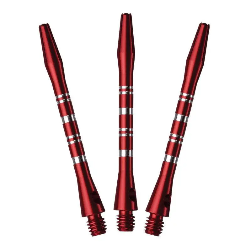 Sleek Red Dart Shafts - 3-Pack Medium-Length Stems with Locking Holes for Secure Grip in Professional Game Play, Sports Gear