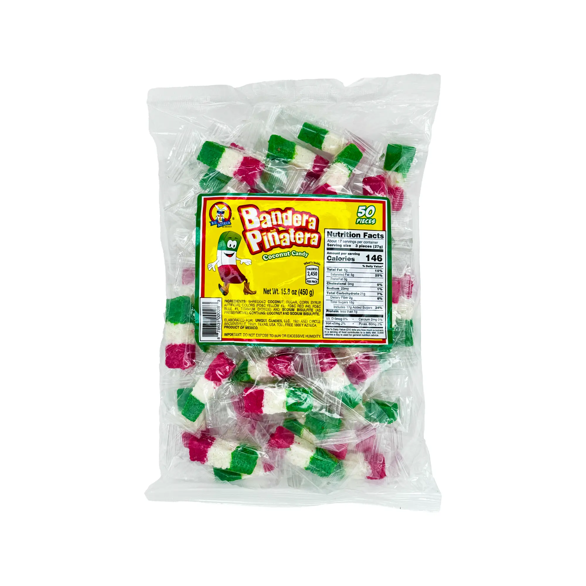Bandera Pinatera 50 Pieces Coconut Mexican Flag Candy Dulces Mexicanos Sweet Bonbon Snack Candies Candies Soft Sugar