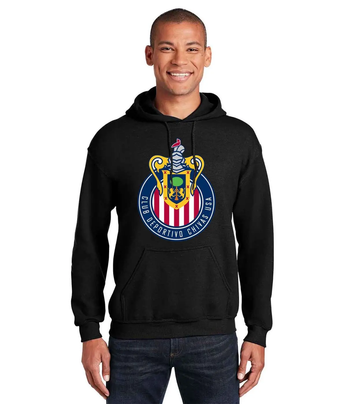 C.D. Guadalajara Chivas Color Logo Symbol Emblem Customized Soccer Design on Unisex Hooded Sweatshirt