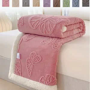 Queen Butterfly Embroidered Multifunctional Blanket, Soft Warm Fabric, Full Size, Dual-Sided Velvet Design, Perfect for Office Naps, Cozy Throw Blanket