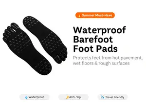 Black Beach Foot Pads | Waterproof Barefoot Protection for Pool, Travel & Summer