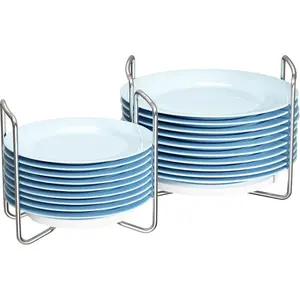 Plate Organizer for Kitchen Counter  Dish Racks for Cabinet Plate Holder for Kitchen Drawer Storage 2 Pack Adjustable for 6.75" to 8.5" Stainless Steel 304 Portable Handle