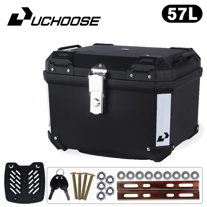 Motorcycle Top Box - Waterproof, Anti-Theft, Large-Capacity Motorbike & Ebike Accessory with Super Thick Anti-Fall Backrest for Scooters