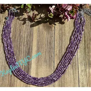 6 PCs 2mm Natural Amethyst Necklaces