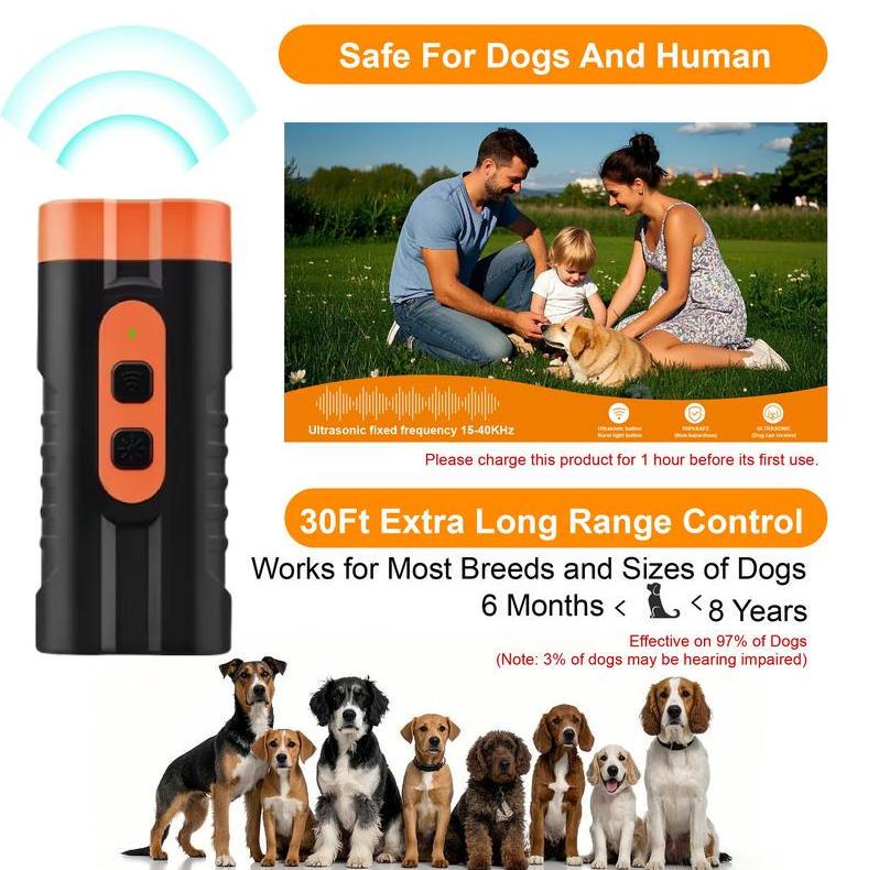 Spring Collection Dog Barking Deterrent Rechargeable, Anti-Barking Tool for Dogs, Ultrasonic Dual Emitter  Security auxiliary training Tool Control Dog Barking , Trainer Barking Silencer Indoor and Outdoor with dog whistle for dog