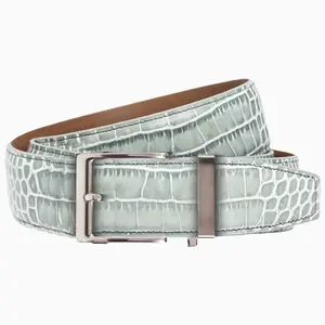 Kayiman Pearl Grey Dress Ratchet Belt 1.575" [40mm]