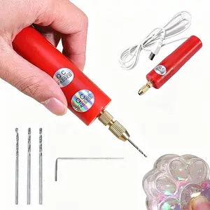 DIY Resin Crystal Jewelry Mini Hand Drill Kit ABS Compact Electric Drilling Machine Equipped with 0.7-1.2mm Tiny Micro Drill Bits for Handcraft Art Projects