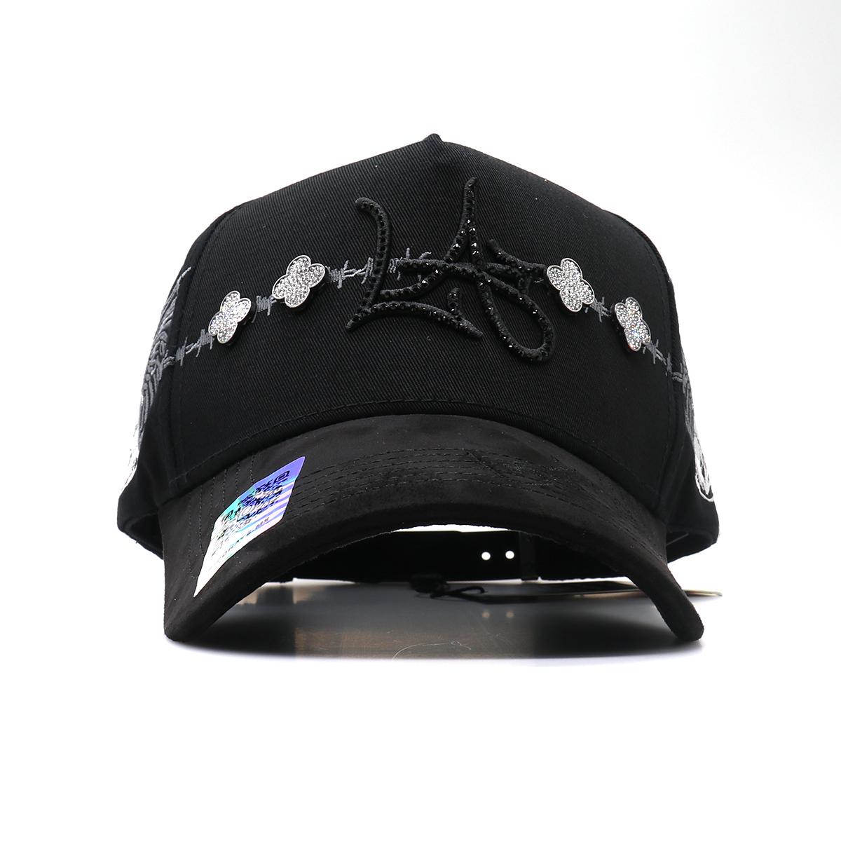 Streetwear Bling Cap with Rhinestone Clover & Wire Detail, Embroidered Casual Dad Hat for Men & Women