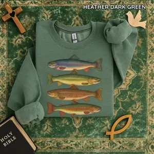 Trout Fish SweatShirt, Vintage Fish Shirt, Retro Fish Shirt, Fishing Shirt, Fishermen, Rainbow Trout Fishing Shirt, Fishing Lover