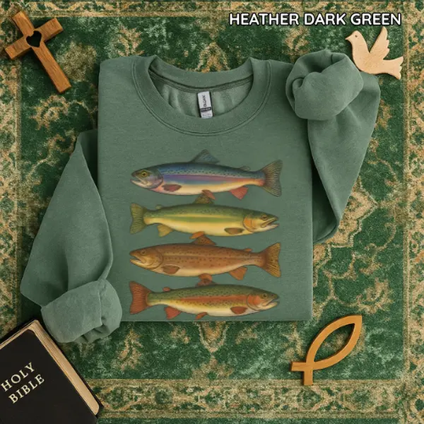 Trout Fish SweatShirt, Vintage Fish Shirt, Retro Fish Shirt, Fishing Shirt, Fishermen, Rainbow Trout Fishing Shirt, Fishing Lover