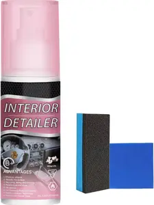 Car Interior Deep Cleaner for Rubber Plastic Leather Surfaces All Purpose Detailing Polish Tire Cleaning Solution with Sponge Pad