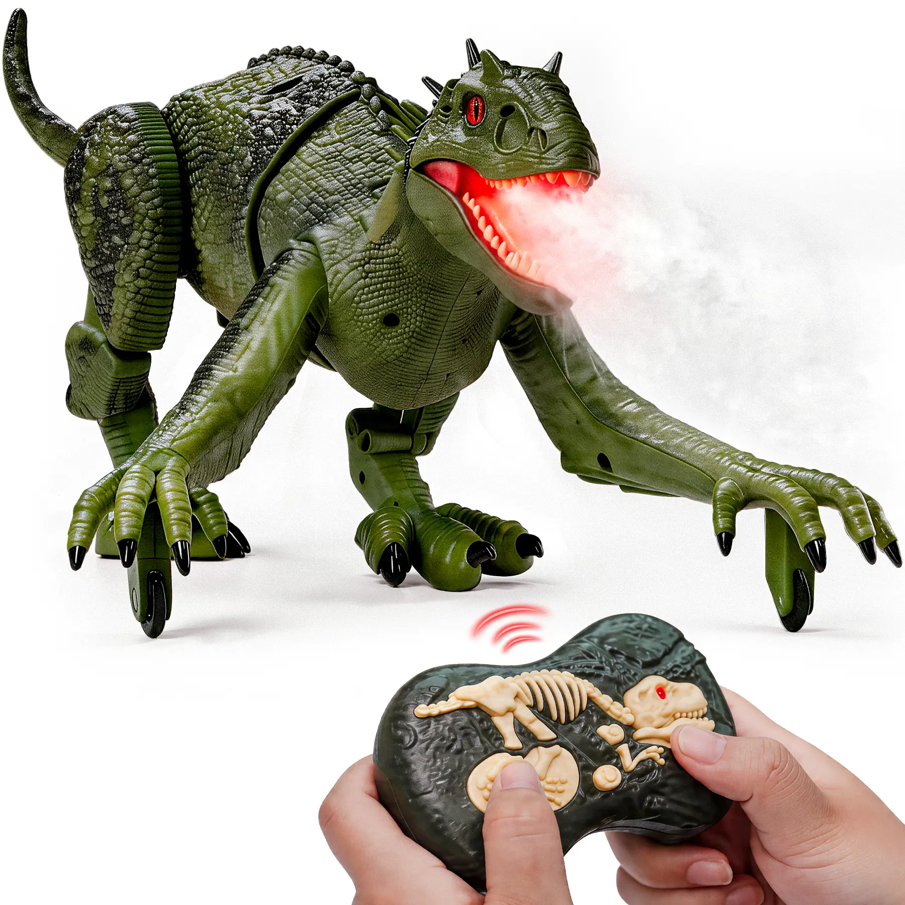 Veeniix RC T-Rex Dinosaur Toy for Kids 6-12, USB-C Rechargeable Remote Control Toy with Walking, Lights, Mist Spray & Realistic Roaring, Interactive Birthday Gift for Boys & Girls