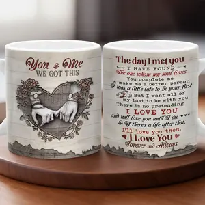 KindCrafts Shop – You & Me We Got This 11oz/15oz Ceramic Mug – Romantic Soulmate Gift for Couples, Uplifting Quote Mug for Valentine’s Day, Anniversary