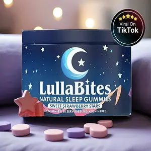 LullaBites Natural Sleep Gummies - 30 Servings -Sweet Strawberry Stars(Melatonin Free)