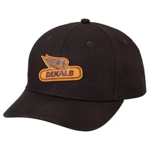 DEKALB SEED K-Products BLACK TWILL Trucker Hat  Leather Patch Richardson 112