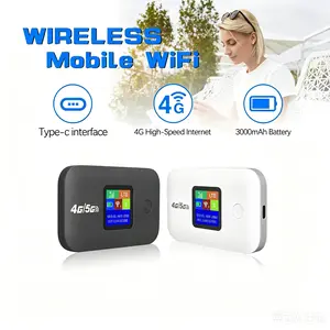 Black European Pocket Wi-Fi Hotspot with SIM Slot, 4G-5G Mobile Router, 300Mbps Speed, LED Display, Stable Connection, Supports 10 Devices for Outdoor RV Use