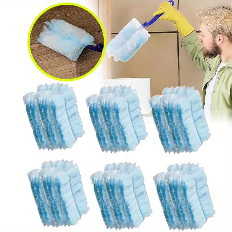 30/60/90pcs Disposable electrostatic dust duster(Excluding handle), dust cleaning tool, Disposable Duster Refill, Blue Duster Replacement Head