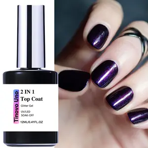 Tinovo Uno Starlight Glitter Top Coat 12ml, Long-Lasting Shine for Perfectly Sparkling Nails – Ideal for Parties and Special Occasions