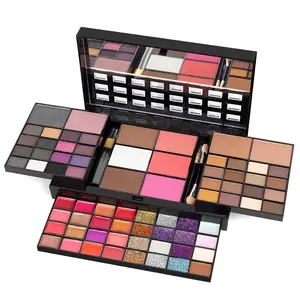 All In One Makeup  Kit - Ultimate Color Combination - 36 Eyeshadow, 28 Lip Gloss, 3 Blusher, 4 Concealer, 3 Contour , 3 Brushes, 1 Mirror, 74 Colors Palette Set