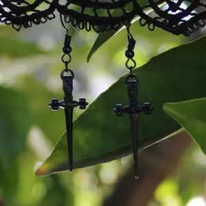 Black Mini Dagger Earrings