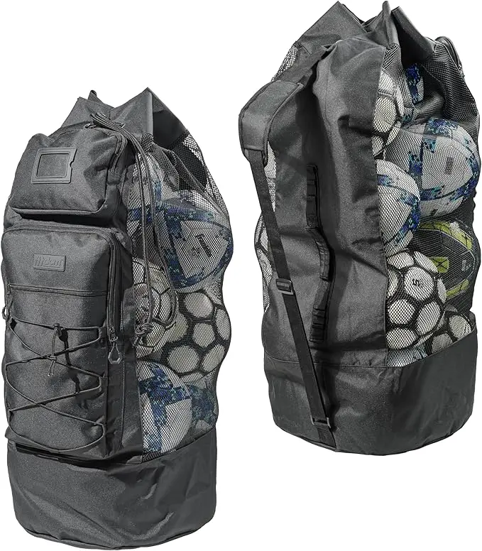 Heavy Duty XL Soccer Mesh Equipment Ball Bag w/Adjustable Shoulder Strap  Design for Coach. with an Over-Sized Front Pocket for Sporting Accessories.  Best for All Outdoor & Water Gears - TikTok Shop