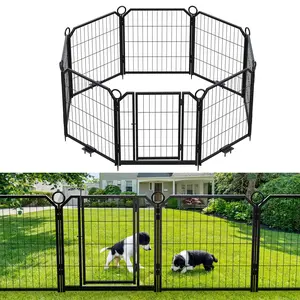 GARVEE Steel Angled Pet Fence,Puppy Playpen, Dog Play Pen Indoors/Outdoor, Heavy Duty 24 Inch 8 Panels Dog Pen for Puppies and Small Dogs