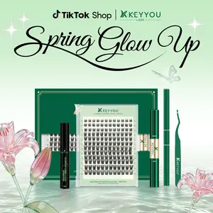 KEYYOU Y18 DIY Lash Extension Kit D Curl Natural Lash Clusters Kit Waterproof Soft Eyelash Clusters 144pcs 8-18MIX Eyelashes Extensions Makeup TikTok Shop FebruaryFaves