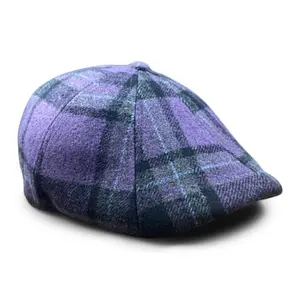 The Violet Rose Plaid Peaky Boston Scally Cap - Purple Plaid