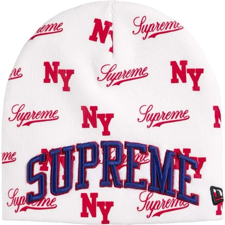 Supreme New Era Monogram Beanie 'White'
