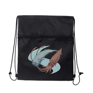 Whale vs. Giant Squid Underwater Clash Design Unisex Drawstring Zipper Backpack Classic Style Suitable for Men Women Students and Gym-Goers