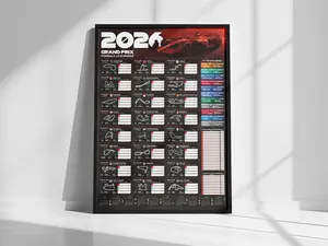 [Sale Up To 40%] [Unframe] Grand Prix Calendar 2026 Poster, Professional Racing Wall Art, Race Schedule Decor, Modern Motorsport Print, Grand Prix Season Atmosphere Art