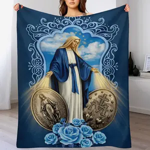 Virgin Mary Blanket ，Our Lady of Guadalupe Throw Blanket Warm Cozy Flannel Prayer Christian Virgen de Guadalupe Blanket for Women Religious Catholic Gifts for Women  Man , Home Decor