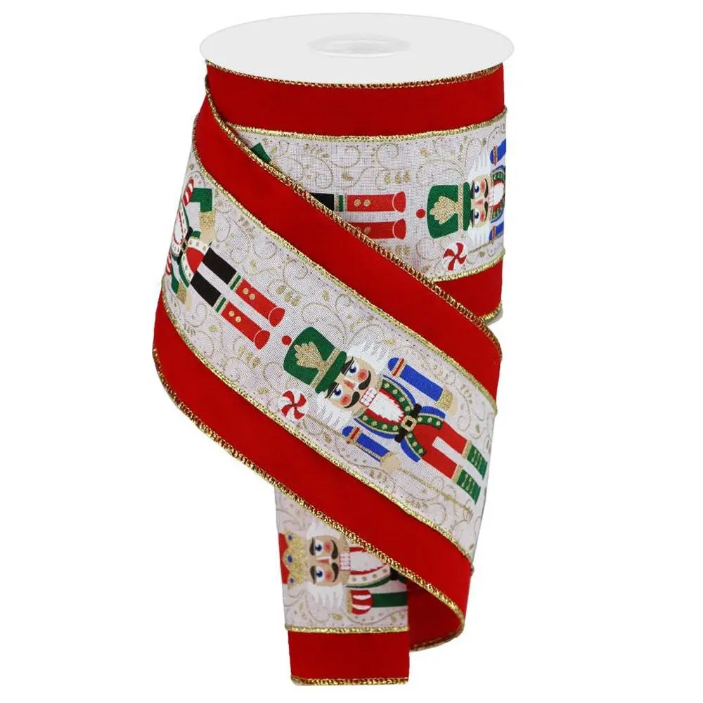 Nutcracker Velvet Trimmed Ribbon, 4" X 10YD