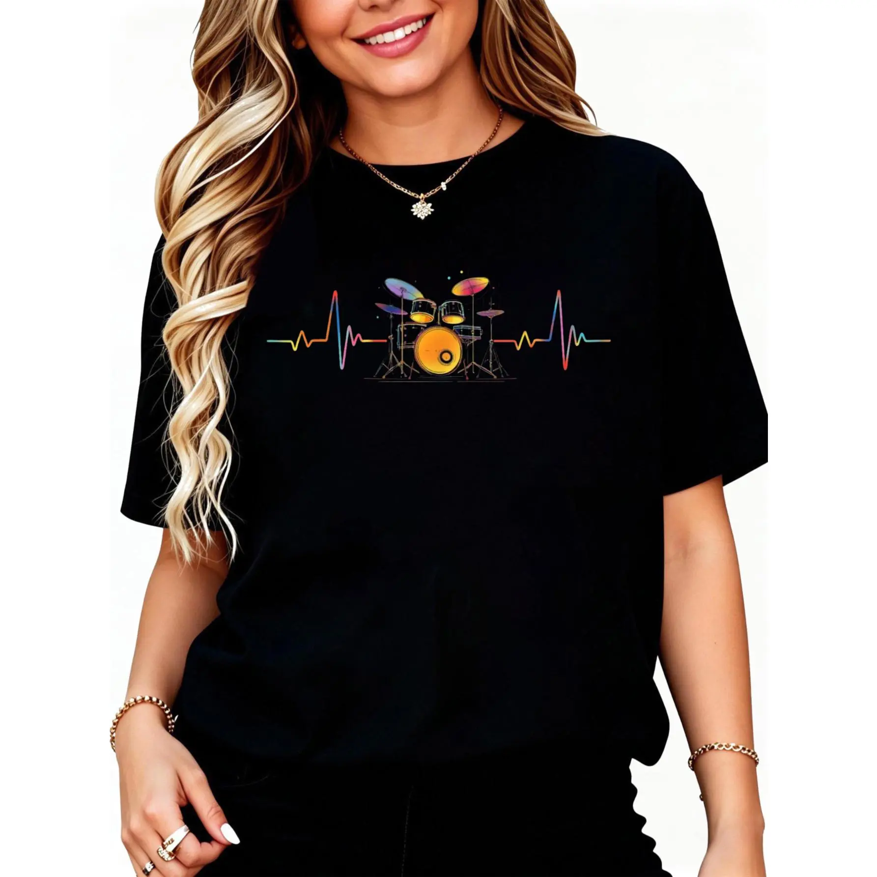 Drums Heartbeat Funny Drummer & Percussionist Drumming Gifts T-Shirt