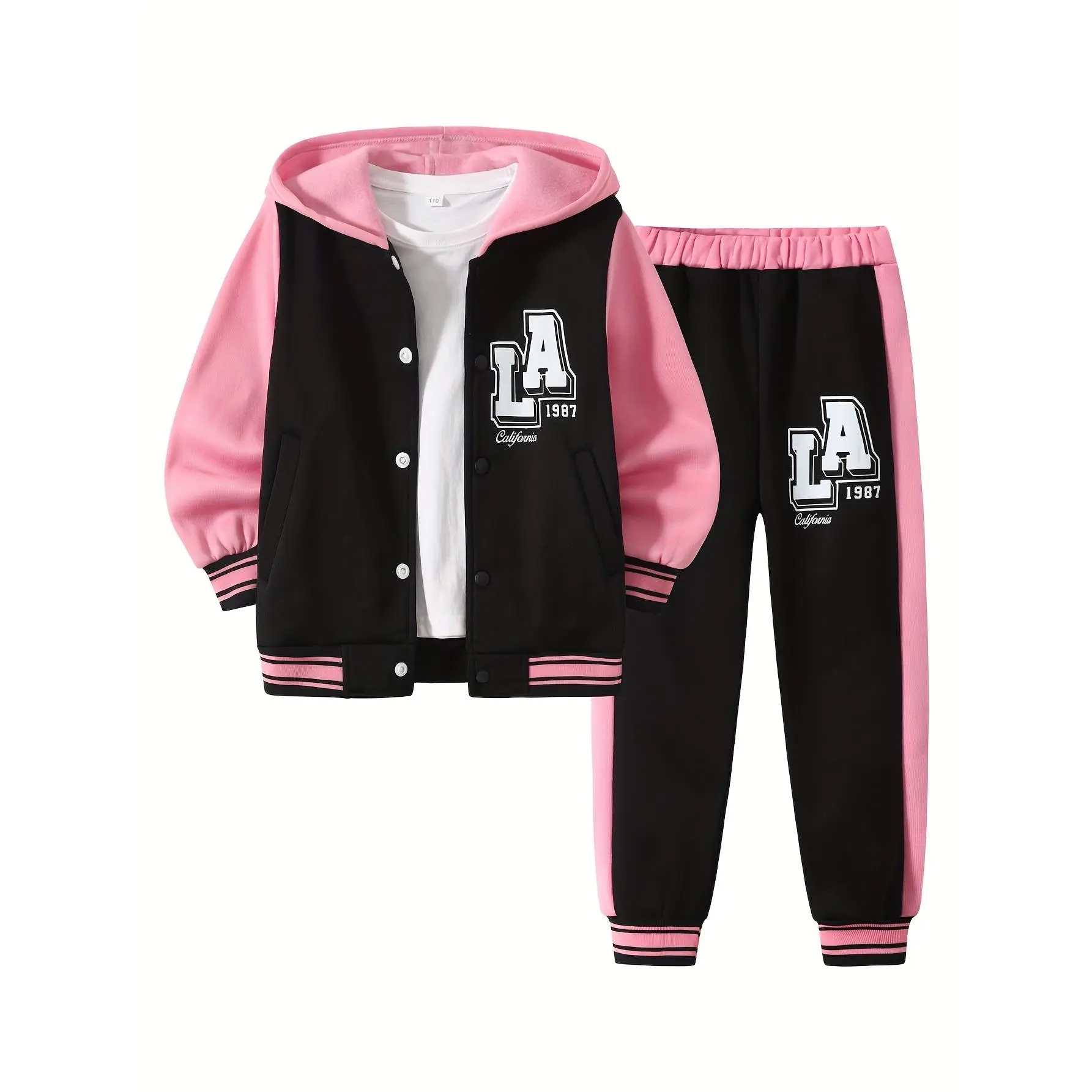 2-piece girls' autumn and winter fashion and leisure suit children's hooded warm trend coat beautiful and lovely trousers children's suit Outfits Set Casual Set