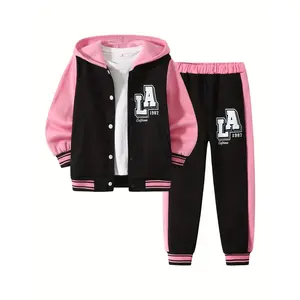 2-piece girls' autumn and winter fashion and leisure suit children's hooded warm trend coat beautiful and lovely trousers children's suit