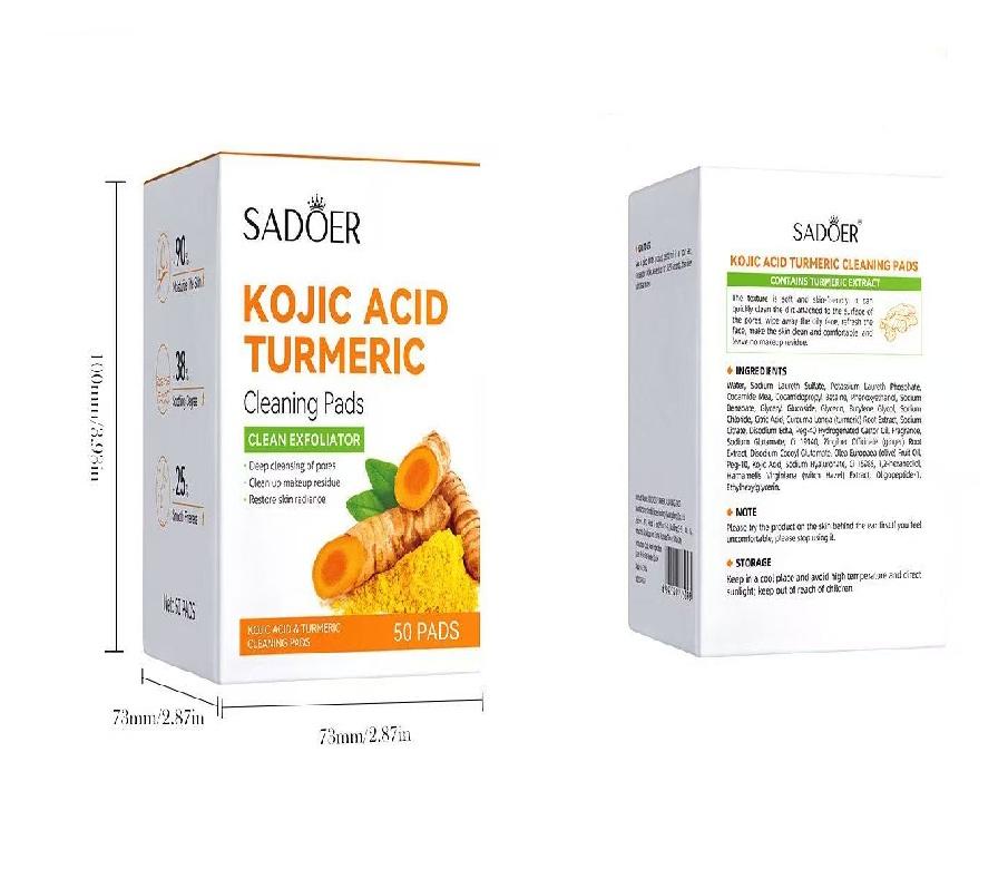 Kojic Acid Turmeric Cleansing Pads Exfoliate for Acne and Dark Spots