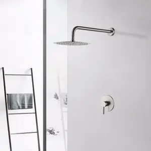 Brushed Nickel Wall-Mounted Shower Faucet, Plumbing Fixture for Tools & Hardware Applications, Includes Valve